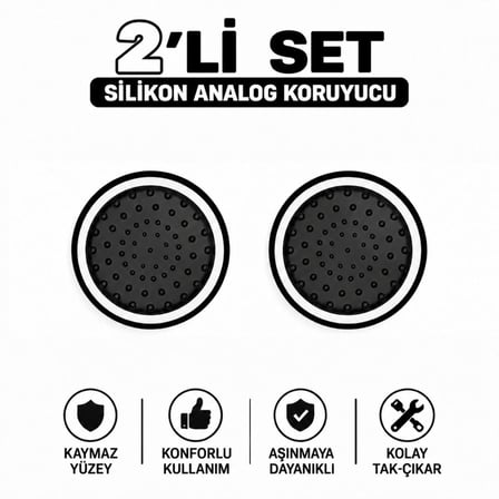 2 Adet Analog Koruyucu Silikon Kılıf Topuz Koruma PS4 PS5 Xbox One 360 Series SX Switch Pro Uyumlu Beyaz