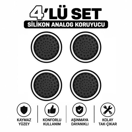 4 Adet Analog Koruyucu Silikon Kılıf Topuz Koruma PS4 PS5 Xbox One 360 Series SX Switch Pro Uyumlu Beyaz