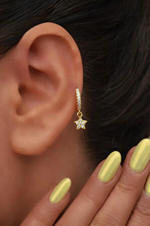 8 mm Yıldız Charm Halka Piercing – Gold & Gümüş | Helix, Kıkırdak, Lob Uyumlu