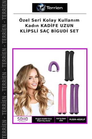 Özel Seri Kolay Kullanım Kadın KADİFE UZUN KLİPSLİ SAÇ BİGUDİ SET