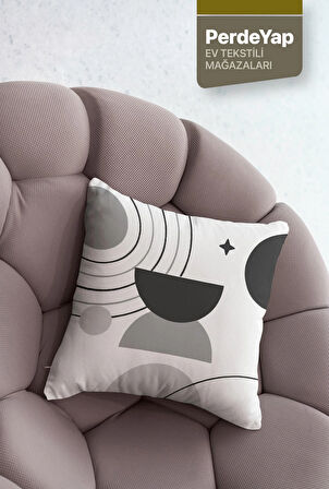 Modern Monokrom Geometrik Desenli 4lü Dijital Baskılı Kırlent Kılıfı 43 X 43 Cm Siyah-Gri
