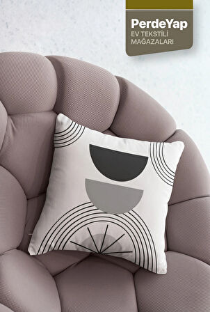Modern Monokrom Geometrik Desenli 4lü Dijital Baskılı Kırlent Kılıfı 43 X 43 Cm Siyah-Gri
