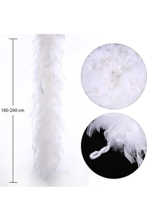 Beyaz Renk Kabarık Kalın Otriş Boa Tüy 6 Cm Genişlik 180-200 Cm Uzunluk