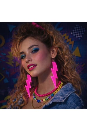 80’ler 9039lar Retro Neon Pembe Şimşek Küpe 10 Cm