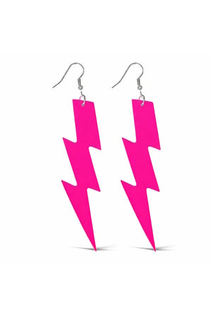 80’ler 9039lar Retro Neon Pembe Şimşek Küpe 10 Cm