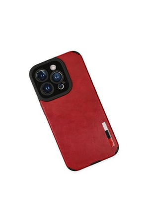 İphone 14 Pro Max Kılıf Loop Deri Silikon - Kırmızı