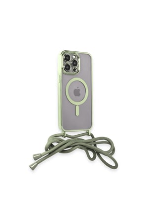 İphone 13 Pro Max Kılıf Divo Lazer Askılı Magsafe Kapak - Koyu Yeşil