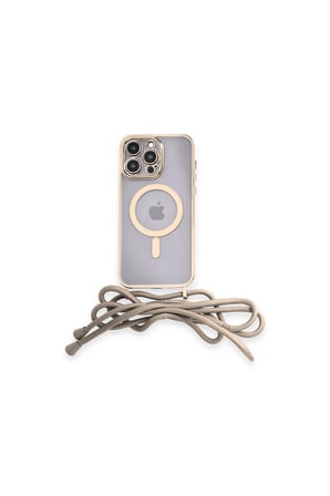 İphone 14 Pro Kılıf Divo Lazer Askılı Magsafe Kapak - Gold