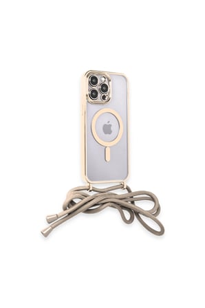 İphone 14 Pro Kılıf Divo Lazer Askılı Magsafe Kapak - Gold