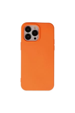 İphone 15 Pro Kılıf Nano İçi Kadife Silikon - Turuncu