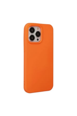 İphone 15 Pro Kılıf Nano İçi Kadife Silikon - Turuncu