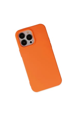 İphone 15 Pro Kılıf Nano İçi Kadife Silikon - Turuncu
