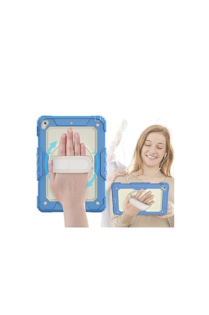 iPad 5 Air 9.7 Kılıf Strap New Tablet Kapak - Mavi