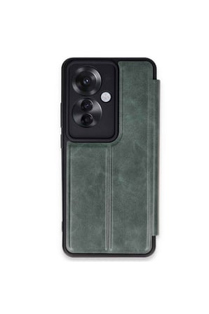 Reno 11F Kılıf Flip Cover - Koyu Yeşil