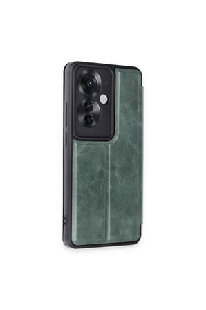 Reno 11F Kılıf Flip Cover - Koyu Yeşil