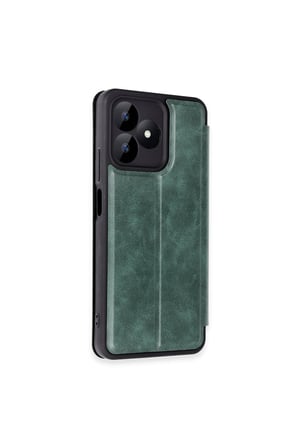 Realme Note 50 4G Kılıf Flip Cover - Koyu Yeşil