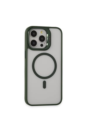 iPhone 15 Pro Max Kılıf Roblox Lens Magsafe Standlı Kapak - Koyu Yeşil