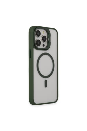 iPhone 15 Pro Max Kılıf Roblox Lens Magsafe Standlı Kapak - Koyu Yeşil