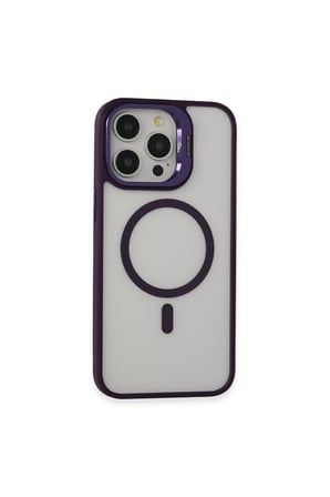 iPhone 14 Pro Kılıf Roblox Lens Magsafe Standlı Kapak - Derin Mor