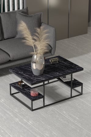 Deluxe Raflı Orta Sehpa Siyah