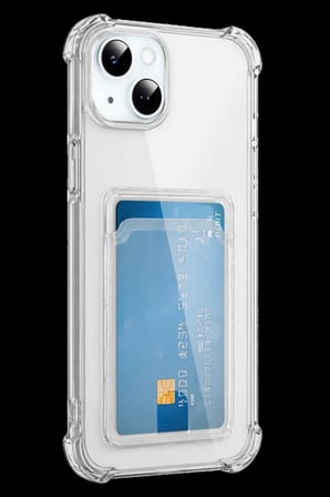 iPhone 15 Kılıf Kart Şeffaf Silikon - Şeffaf