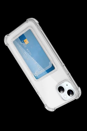 iPhone 15 Kılıf Kart Şeffaf Silikon - Şeffaf