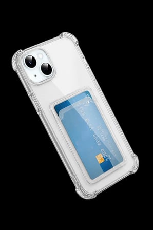 iPhone 15 Kılıf Kart Şeffaf Silikon - Şeffaf