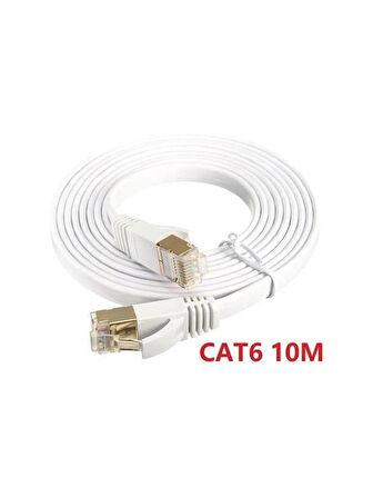 Cat6 Ethernet RJ45 Modem İnternet Kablosu Slim Flat Kırılmaz Kablo 10 Metre