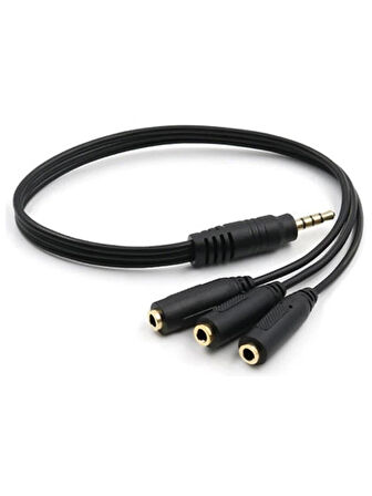 Kulaklık Mikrofon Çoklayıcı 3 Port 3.5mm Splitter Çevirici Dönüştürücü Adaptör