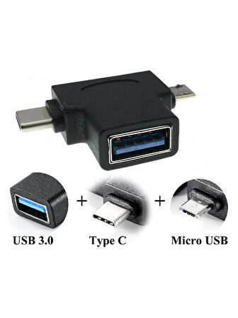Usb 3.0 To Type C Micro Usb 3.1 Data Şarj Çevirici Dönüştürücü Adaptör