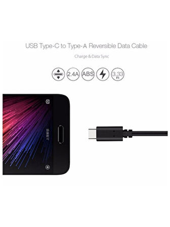 Type C Usb 3.1 Veri Aktarım Şarj Kablosu Hızlı Şarj Kablosu 1 Metre
