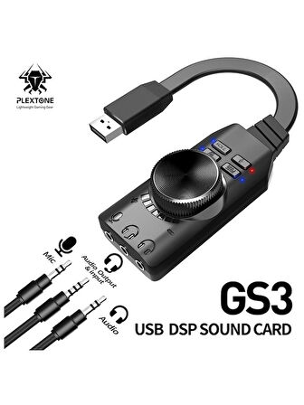 Usb Harici Ses Kartı 7.1 Dönüştürücü Plextone Gs3 Pubg Lol Mikrofon Destekli