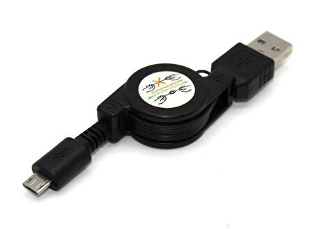 Zilevo USB - Micro USB Şarj ve Veri Kablosu, Makaralı 80 cm, Siyah