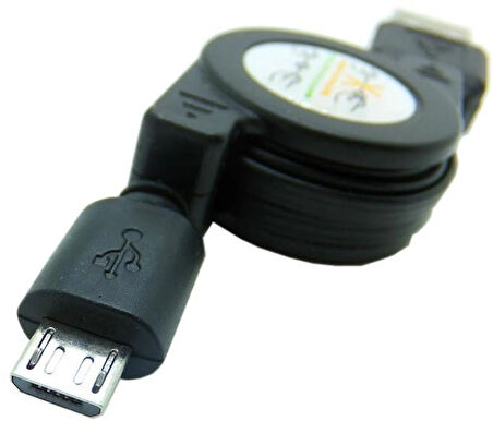 Zilevo USB - Micro USB Şarj ve Veri Kablosu, Makaralı 80 cm, Siyah