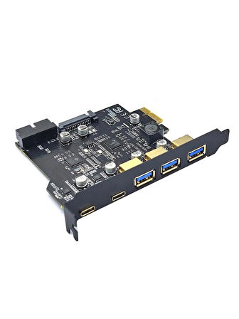 5 Port Pci-e Express Usb 3.0 Type C 3.2 Çoklayıcı Riser Kart
