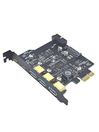 5 Port Pci-e Express Usb 3.0 Type C 3.2 Çoklayıcı Riser Kart