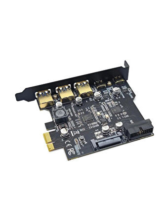 5 Port Pci-e Express Usb 3.0 Type C 3.2 Çoklayıcı Riser Kart