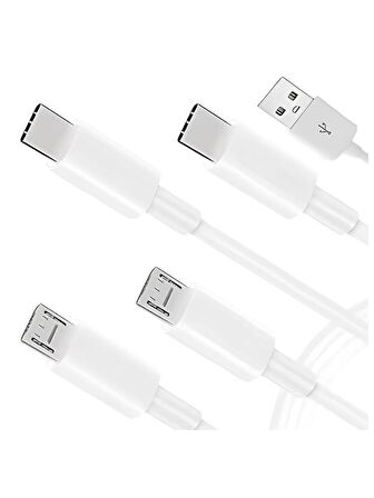 4 in 1 Şarj Kablosu 2x Type-C 2x Micro USB Çoklayıcı 1 Metre