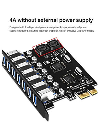 Pci-e Express 7 Port Usb 3.0 Kart Hub Çoklayıcı Çoğaltıcı