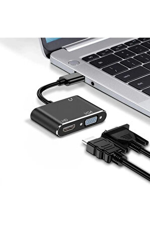 Usb 3.0 To Hdmi Vga 3.5mm 1080P Monitör Genişletici Çevirici Dönüştürücü Adaptör