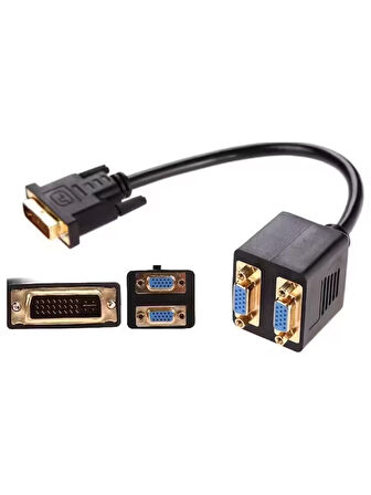 Dvi To 2X Vga Çevirici Çoklayıcı Splitter Kablosu