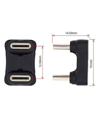 Type C To Type C Erkek Erkek 180 Derece Dirsek Çevirici Dönüştürücü Adaptör