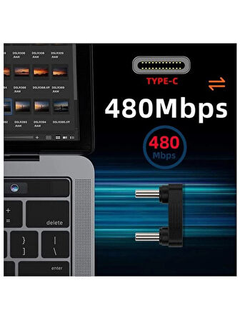Type C To Type C Erkek Erkek 180 Derece Dirsek Çevirici Dönüştürücü Adaptör