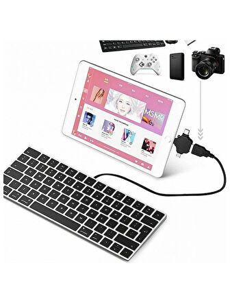 Lightning iPhone Type-C Micro Usb 3in1 USB 3.0 Dişi Mouse Flash OTG Çevirici Adaptör