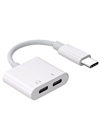 Type C To Kulaklık Hızlı Şarj Giriş Çevirici Çoklayıcı Çoğaltıcı Splitter Adaptör