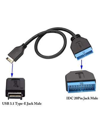 USB 3.1 Type-E Male To USB 3.0 19 20 Pin Dişi Uzatma Kablosu