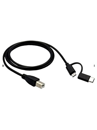 Type C + Micro Usb Yazıcı Printer Piyano Midi Bağlantı Kablosu
