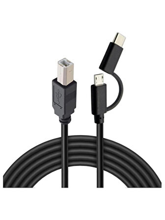 Type C + Micro Usb Yazıcı Printer Piyano Midi Bağlantı Kablosu