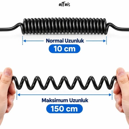 Usb Hızlı Telefon Data Şarj Kablosu 120w 3 İn 1 Spiral Yaylı Type C Micro Lightning 1.5 M