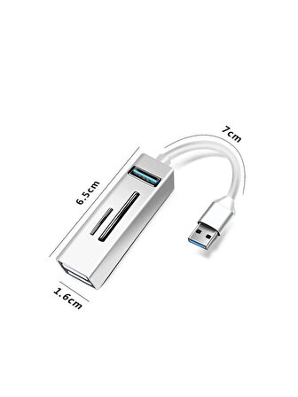 USB To 3XUSB + SD + MicroSD Kart Okuyucu Çevirici Adaptör